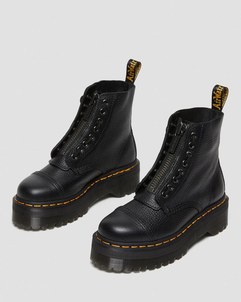 Black Women's Dr Martens Sinclair Milled Nappa Leather Platform Boots | CA 259FDN